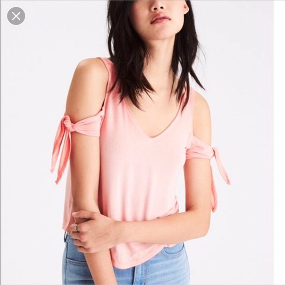 American Eagle Outfitters Tops - NEVER WORN AEO COLD SHOULDER coral shirt American Eagle Outfitters Tops - NEVER WORN AEO COLD SHOULDER coral shirt